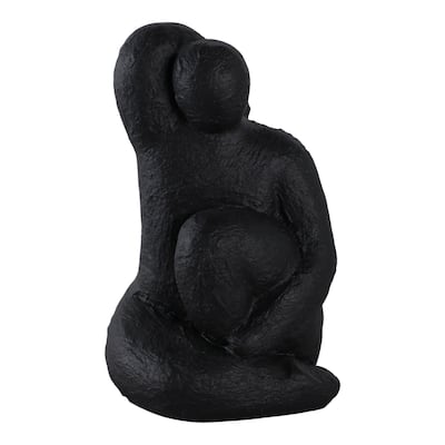Pottery Modern Abstract Sculpture in Seated Form and Smooth Texture - 6.5" x 5.5" x 10"