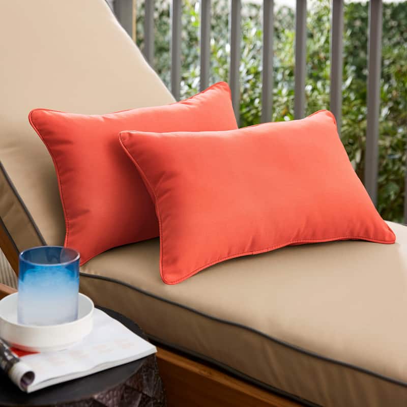 Sorra Home Sunbrella Canvas Melon Corded Indoor/ Outdoor Pillows (Set of 2) - 12 in x 18 in