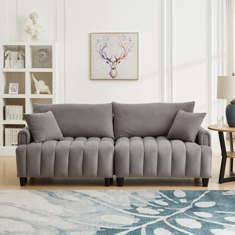 Futon Loveseat Couch Convertible into Sleeper Sofa Bed with Hidden Storage and Adjustable Backrest, Modern Loveseat Sleeper - Grey