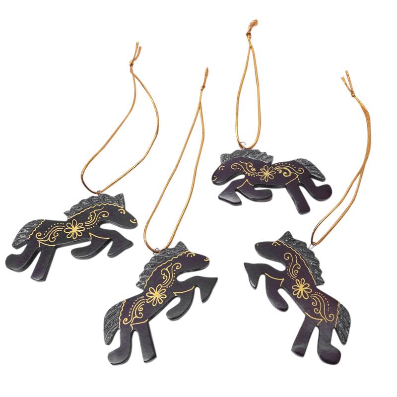Novica Handmade Little Horses Wood Ornaments (Set Of 4)