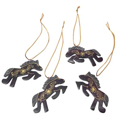 Novica Handmade Little Horses Wood Ornaments (Set Of 4)