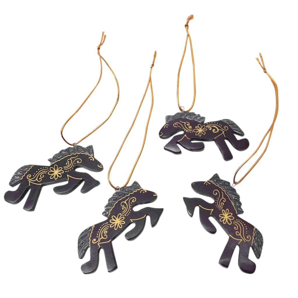 Novica Handmade Little Horses Wood Ornaments (Set Of 4)
