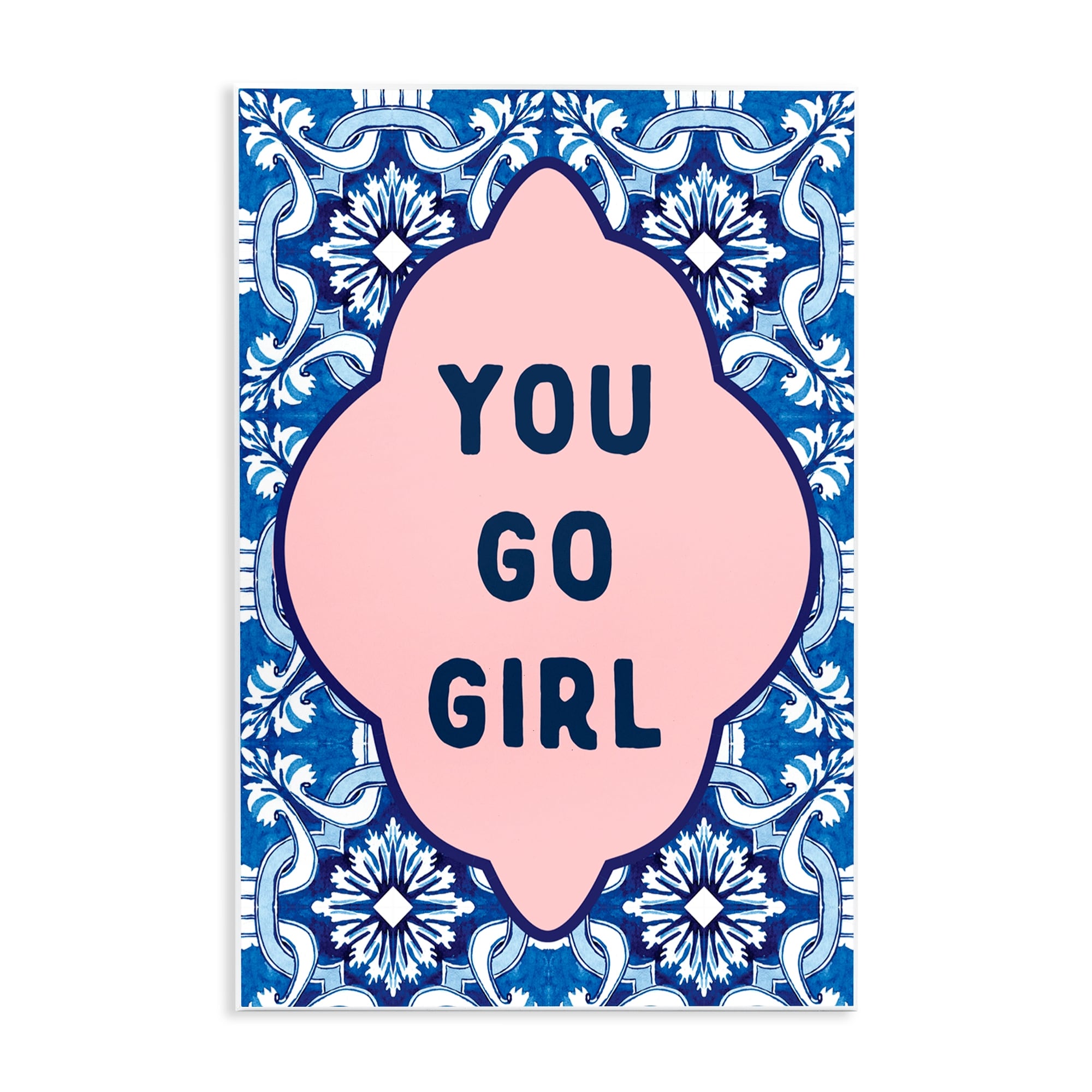 Stupell You Go Girl on Blue Pattern Wall Plaque Art Design By Lettered and Lined