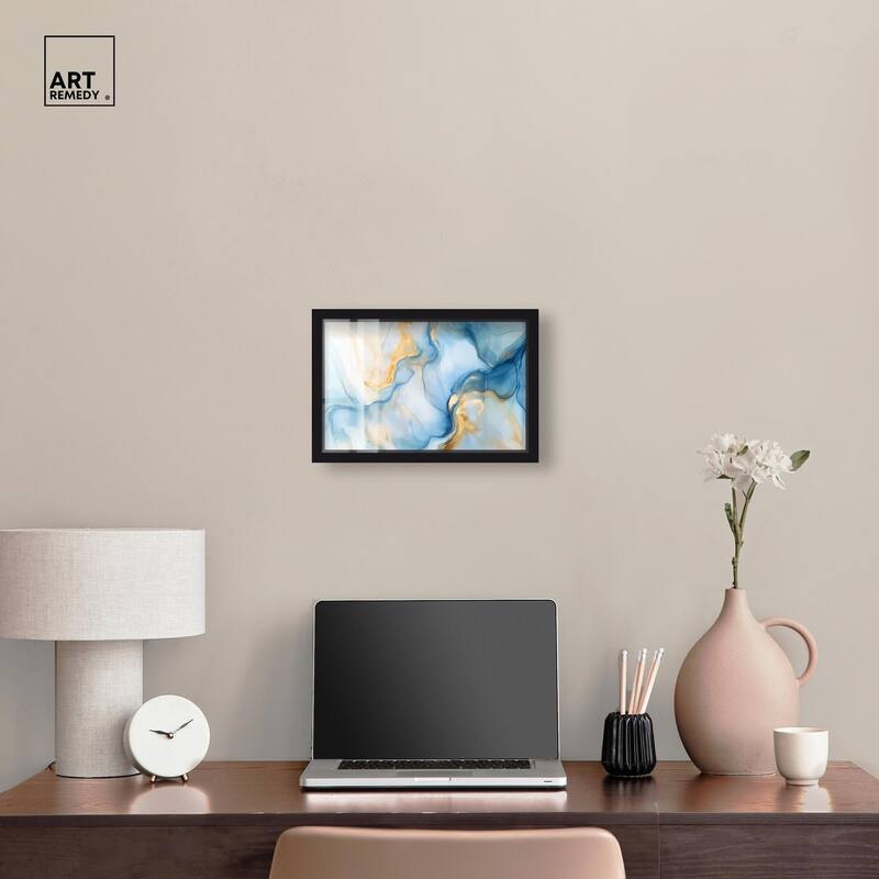 Blue Veined Gold Shadowbox by Art Remedy