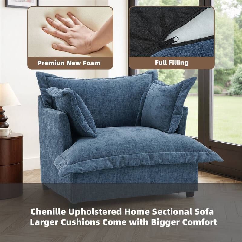 39"W Oversized Upholstered Chenille Comfy Cloud Accent Armchair