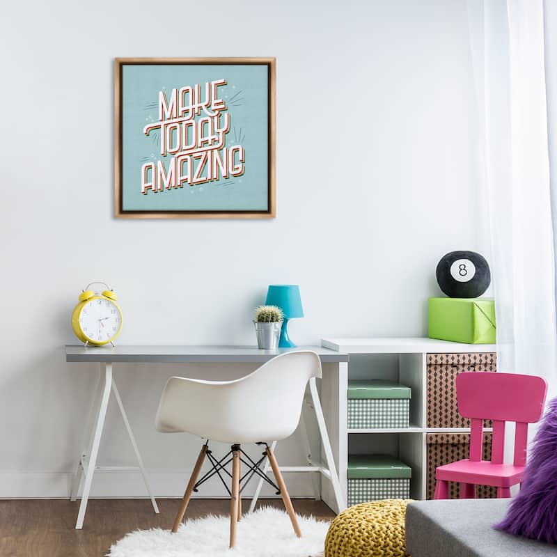 Stupell Vintage Make Today Amazing Framed Floater Canvas Wall Art Design By Sarah Hickman