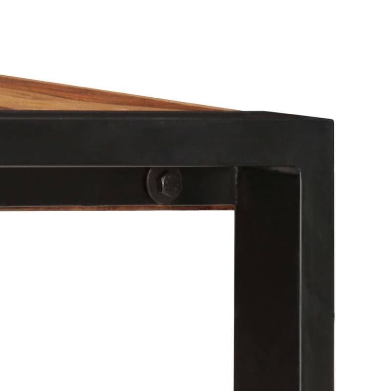 Rezza Dining Table, 63 Inch Brown Solid Mango Wood Top, Black Steel - Brown, Black