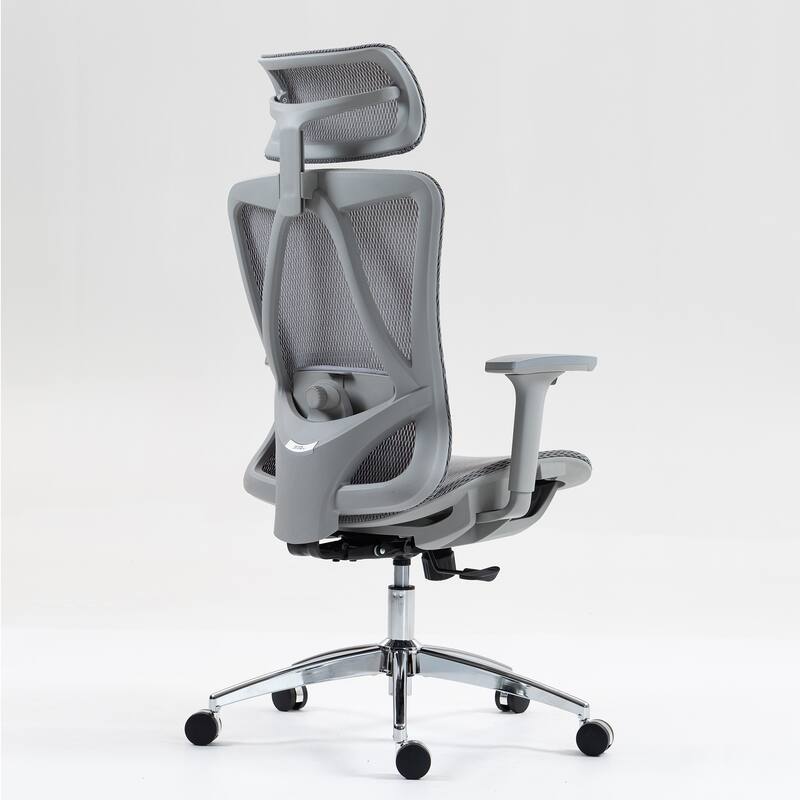 Modern High-Back Mesh Office Chair with Height-Adjustable Headrest, Lumbar Support and Reclining Backrest