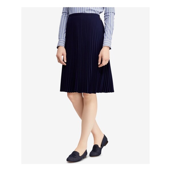 mid length pleated skirts navy