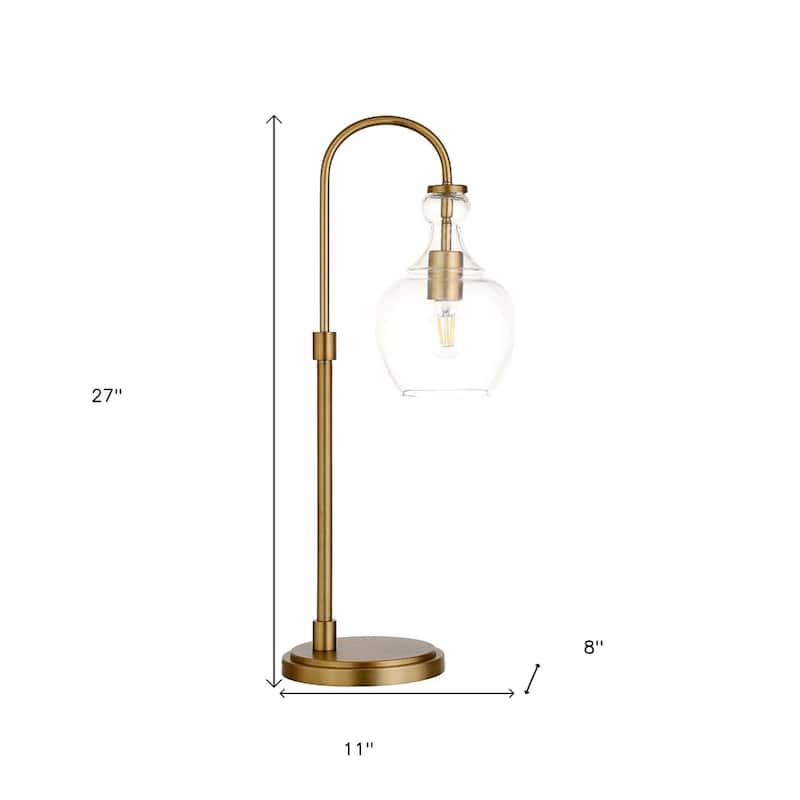 Metal Arched Table Lamp with Clear Glass Dome and LED Bulb - 8” x 11” x 27” (D x W x H)
