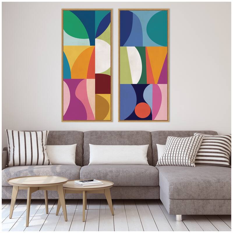 Kate and Laurel Abstract Panels 2 Piece Framed Canvas Wall Art Set by Rachel Lee