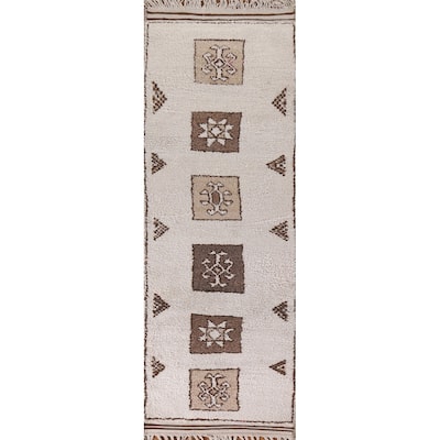 Tribal Anatolian Turkish Runner Rug Beige Wool Carpet - 3'4"x 12'3"