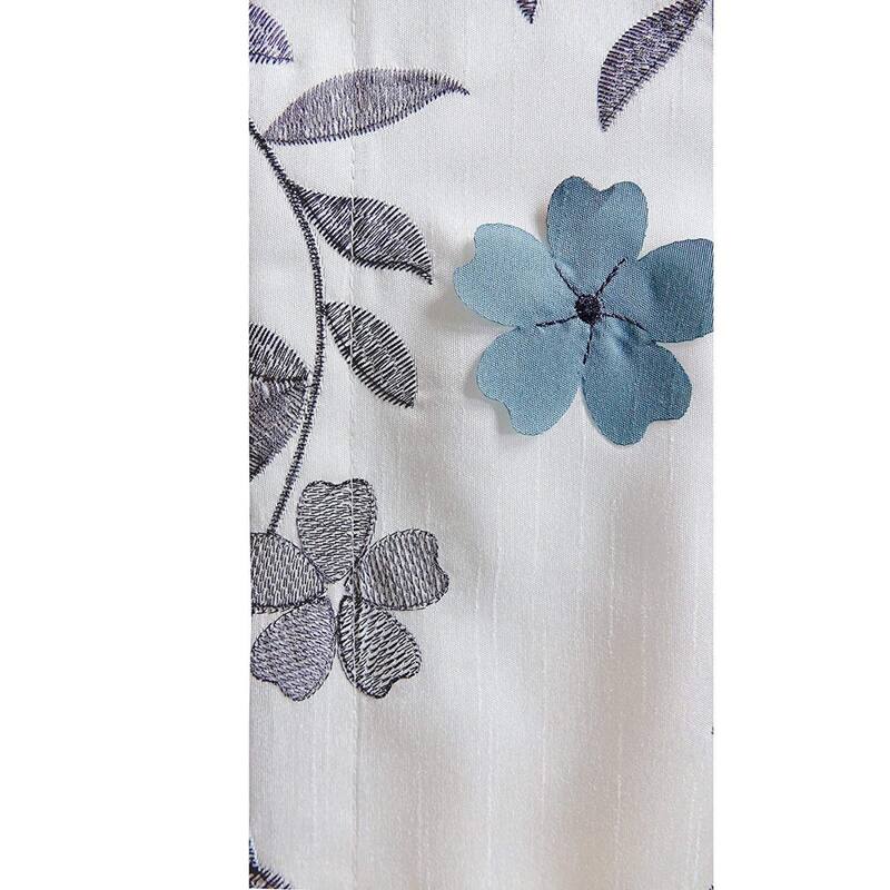 Porch & Den Oneida Floral Embroidered Faux Silk Window Curtain Panel