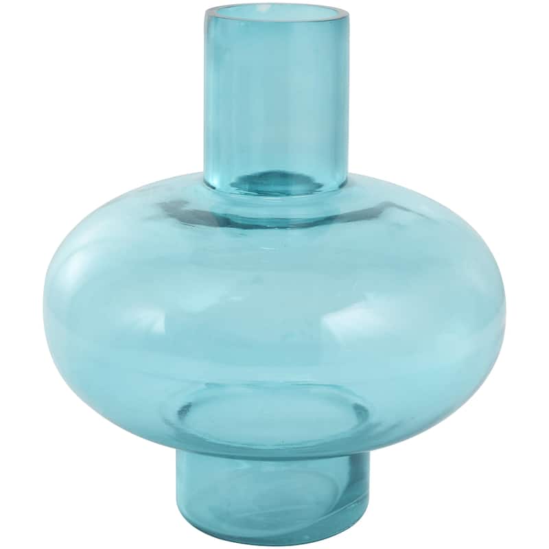Glass Round Decorative Vase with Varying Shapes and Sizes - Set of 3 Blue, Green, Orange - Roche River Decor