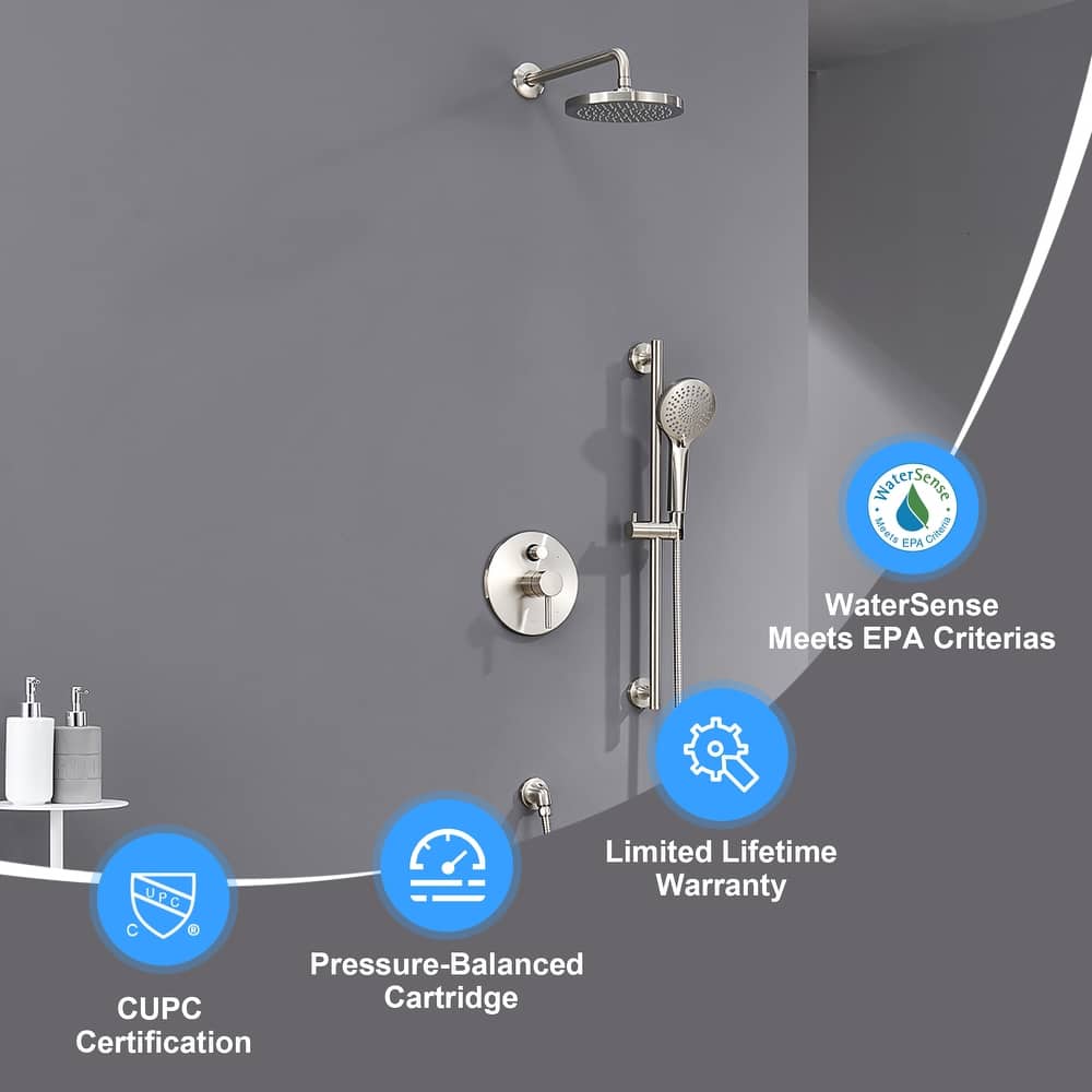 Luxier SS-D02 24 in. Wall Bar Shower Faucet Kit with Valve
