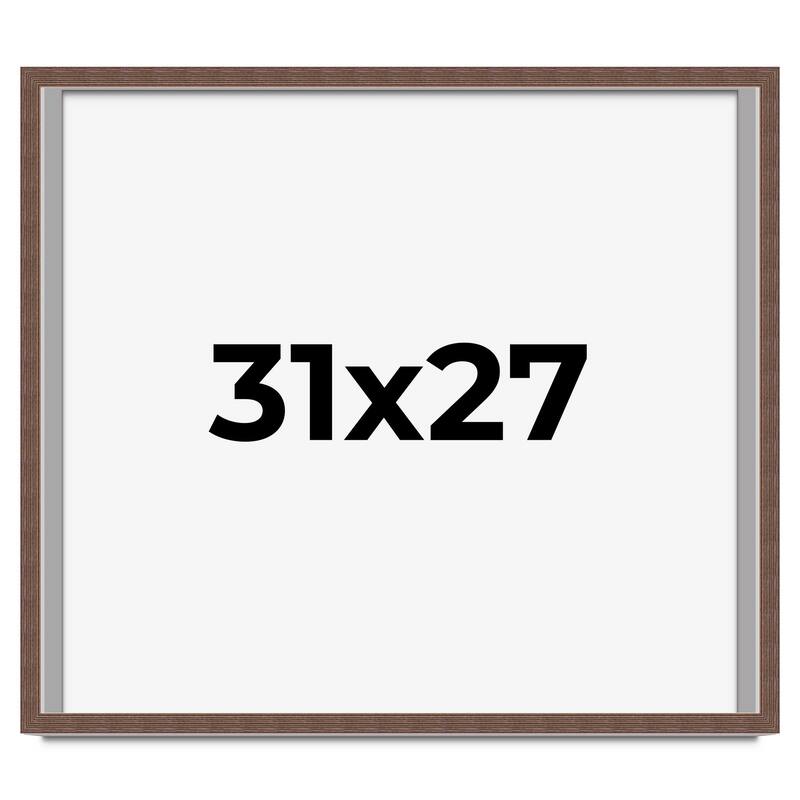 31x27 Shadow Box Frame Brown | 1.125 inches Deep Real Wood Rustic