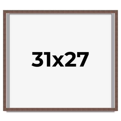 31x27 Shadow Box Frame Brown | 1.125 inches Deep Real Wood Rustic