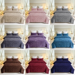 3-Piece Fluffy Sherpa Comforter Set Tufted Bedding Comforter Set