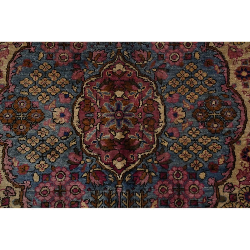 Hand Knotted Oriental 100% Silk Carpet Traditional Floral Beige & Ivories Kashan Area Rug - 6' 8'' X 4' 3''