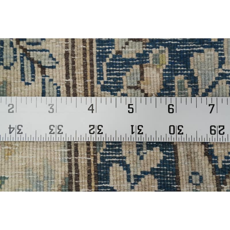 Hand Knotted Oriental 100% Wool Carpet Traditional Floral Navy Blue & Blues Kerman Area Rug - 10' 1'' X 7' 5''