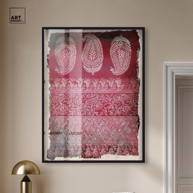 Burgundy Stamps Shadowbox by Art Remedy