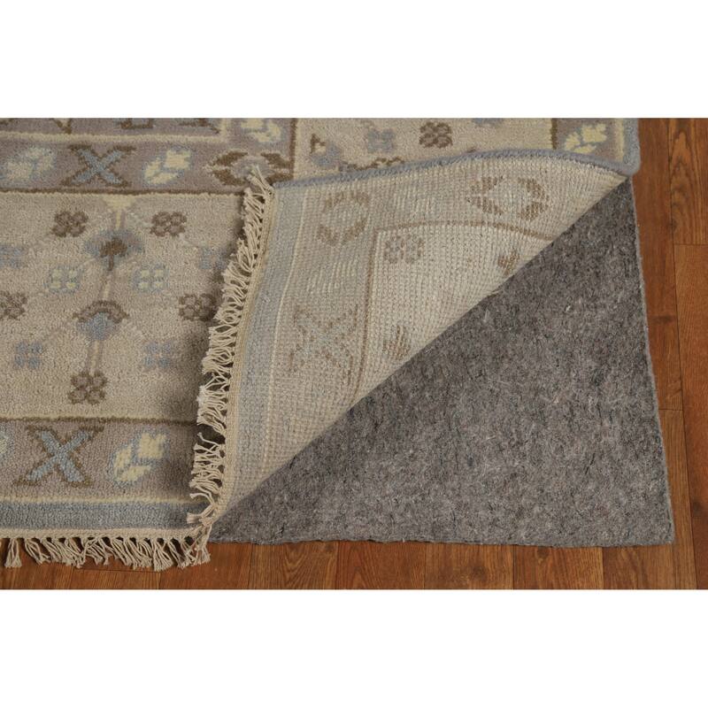 Light Blue Oushak Indian Area Rug Handmade Transitional Wool Carpet - 7'10" x 10'3"
