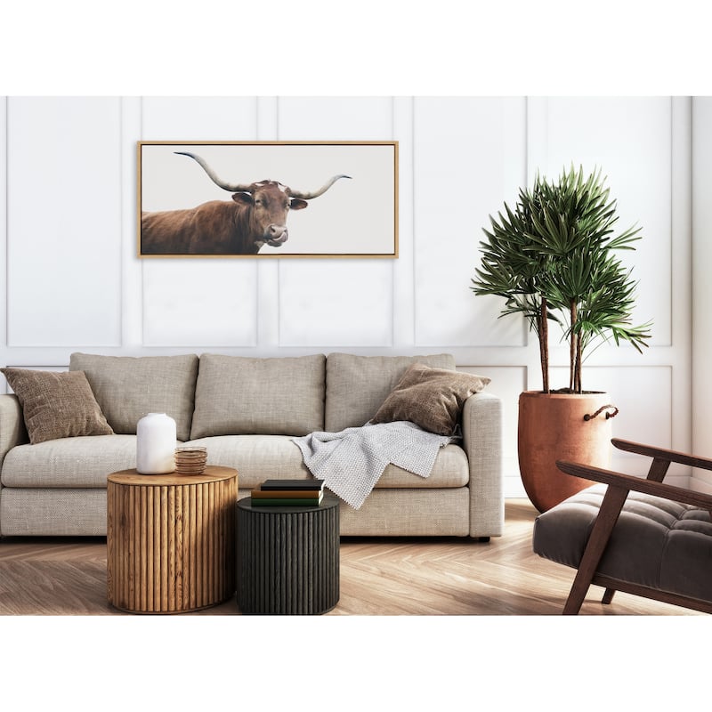 Kate and Laurel Sylvie Texas Cow Frame Canvas by Creative Bunch Studio