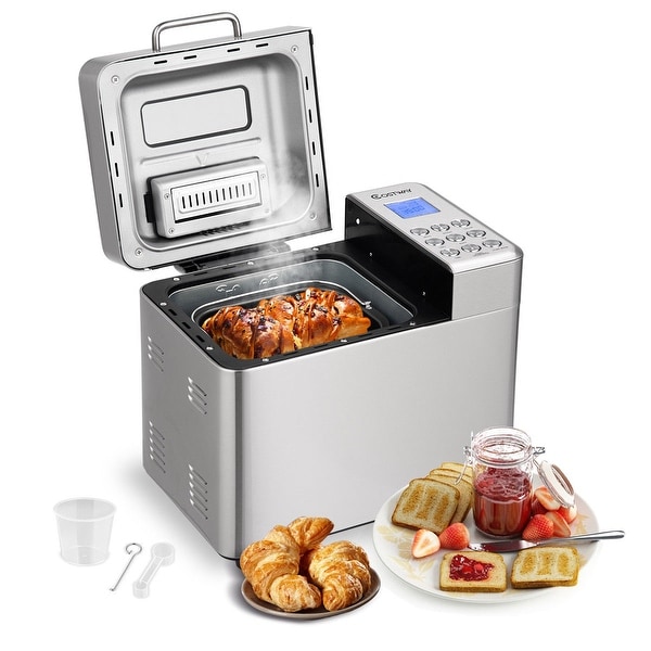 Costway 2 LB Automatic Bread Maker Stainless Steel Programmable Bread Machine Silver - Sliver