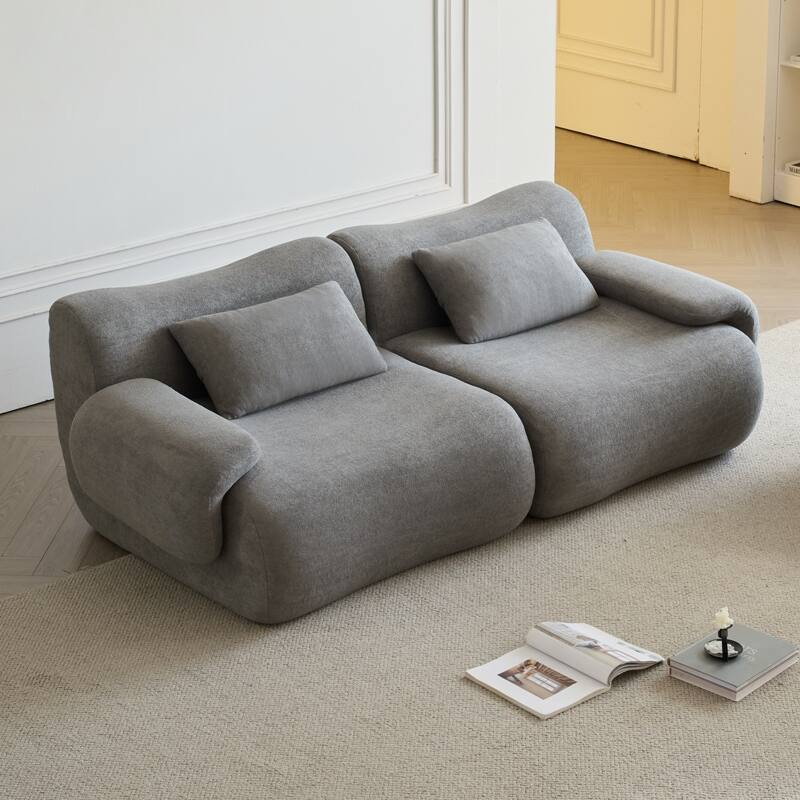 Sofa in a Box, Memory Foam 2-Seater Couch, Modern Compression Sofa with Deep Seat, No Assembly Required - Light Gray