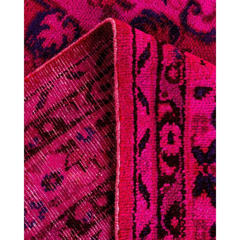 Overton Hand Knotted Wool Vintage Inspired Modern Contemporary Overdyed Pink Area Rug - 7' 1" x 8' 5"