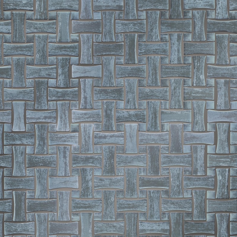 Merola Tile Cassis Dog Bone Basketweave Black w/ Black Dot 10" x 10" Porcelain Mosaic Floor and Wall Tile