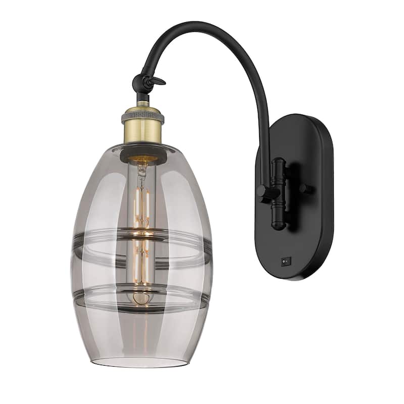 Innovations Lighting 518-1W-12-6 Vaz Sconce Vaz 12" Tall Wall Sconce - Black Antique Brass / Smoked