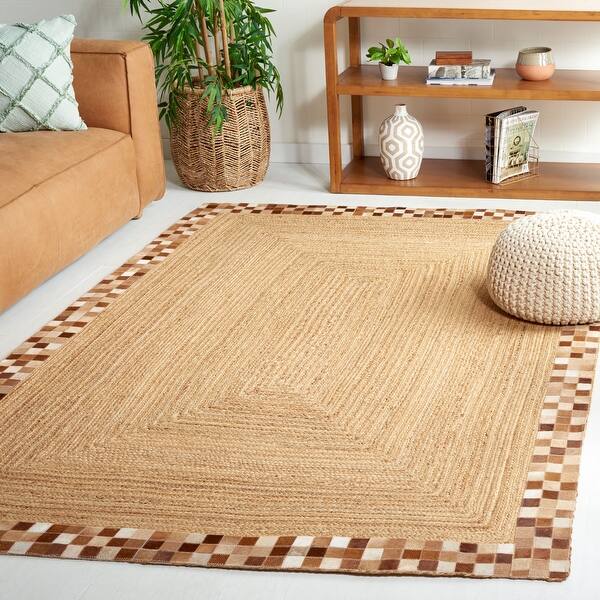 slide 2 of 7, SAFAVIEH Handmade Natural Fiber Smaro Farmhouse Cowhide Leather Rug 5' x 8' - Natural/Brown - Rectangle