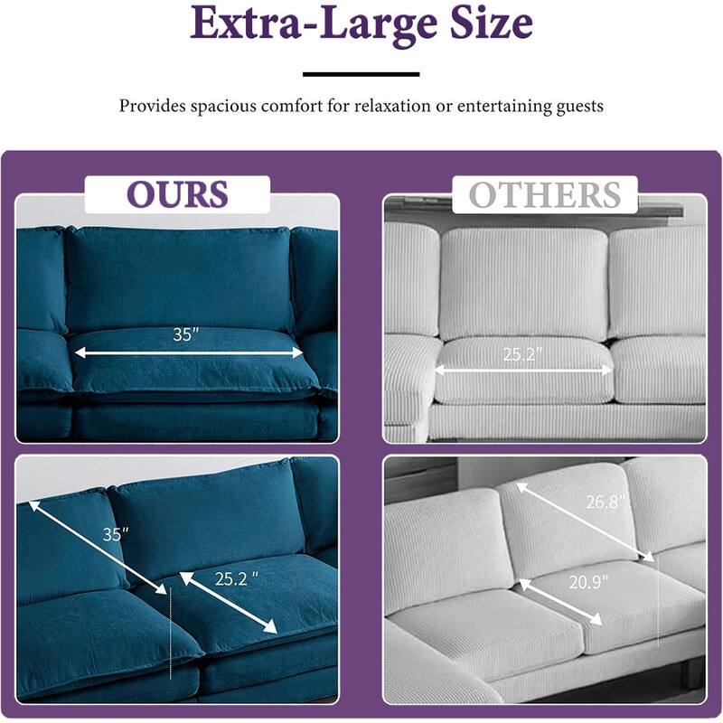 Modern Living Room Set, Upholstered Chenille Sofa with Pillows for Living Room, Chenille