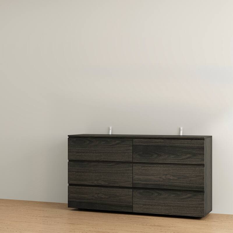 FUFU&GAGA 59" Modern Space Saving 6 Drawer Double Dresser Buffet Sideboard Chest