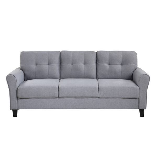 slide 2 of 10, 2 Piece Living Room Sofa Set Linen Upholstered Couch Furniture (2+3 Seat) Light Grey-Blue