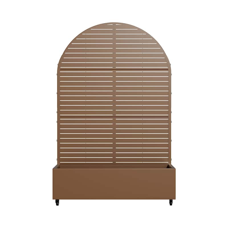 Metal Movable Planter Box with Trellis Privacy Screen Planter Box with Lockable Wheels