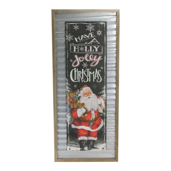 31.5” Red and Black “Have a Holly Jolly Christmas” Decorative Santa Wall Plaque - N/A