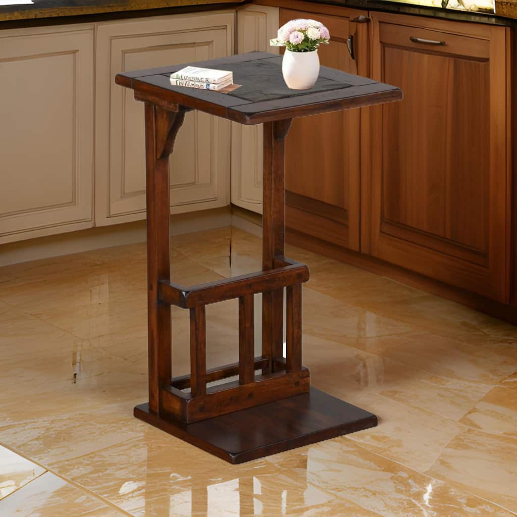 Odel Side Table with Magazine Rack, 13 Inch Top, Brown Mahogany Wood