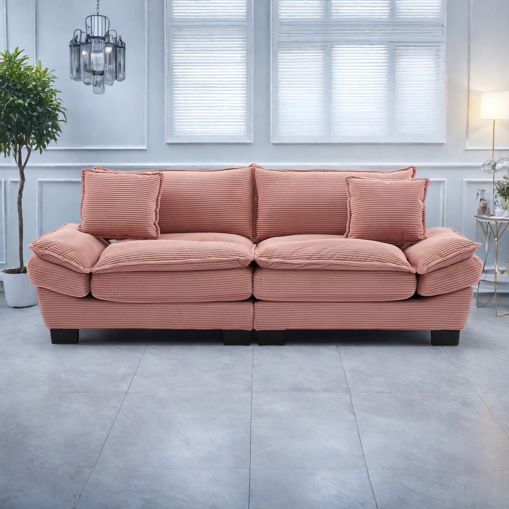 65.5" Upholstered 3-Seater Sofa Couch with Two Pillows and Sturdy Construction