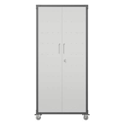 Versatile Metal Garage Storage Cabinet with Mobility and Security Features