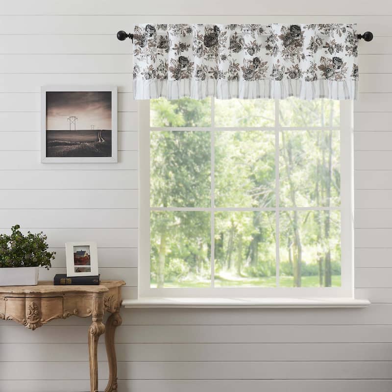 Annie Portabella Floral Ruffled Valance 16x72 - Brown