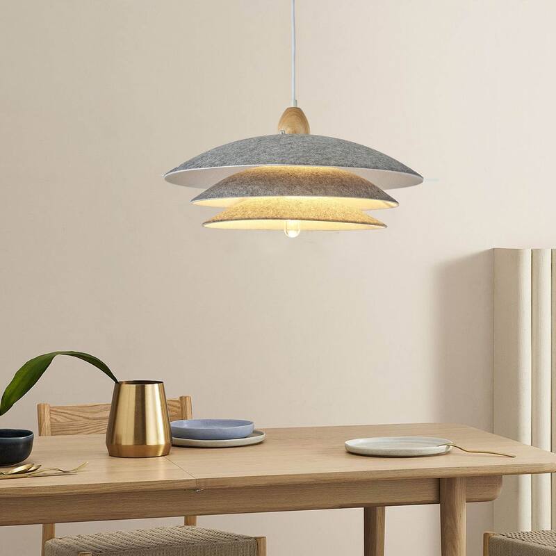 1-Light 19"Flannelette Three-Layer Pendant Light, Bulb Not Included