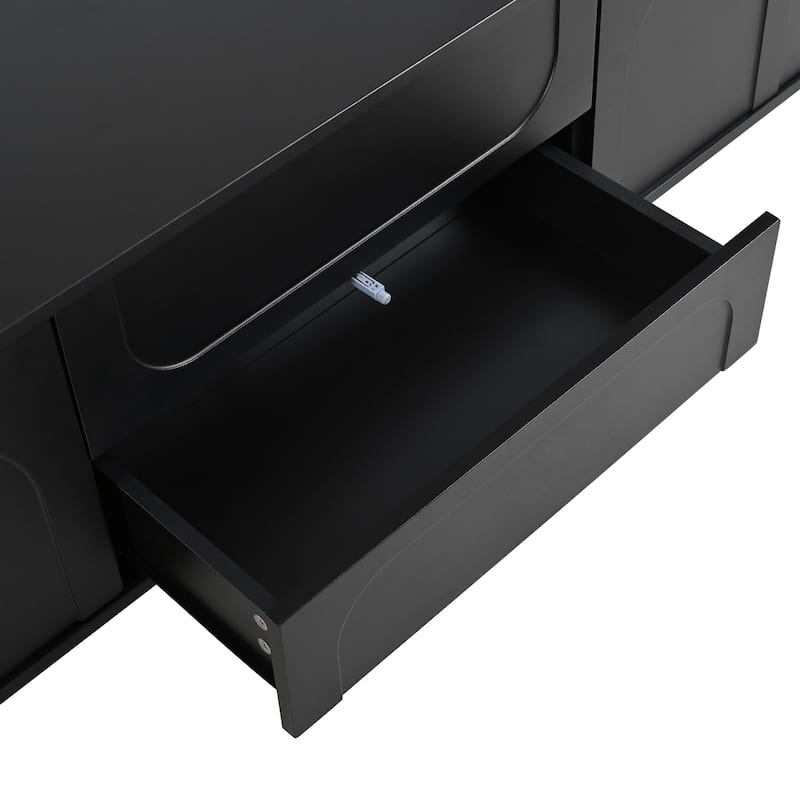 TV Stand Media Console with Arched Doors and Drawers