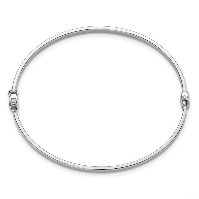 Curata 14k White Gold 3mm Squared Polished Hinged Bangle Bracelet