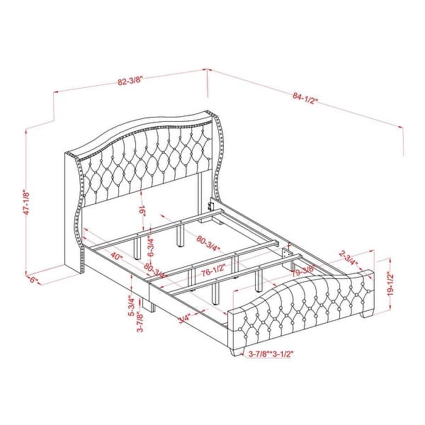 dimension image slide 1 of 3, Furniture of America Sumala Modern Button Tufted Wood Panel Bed