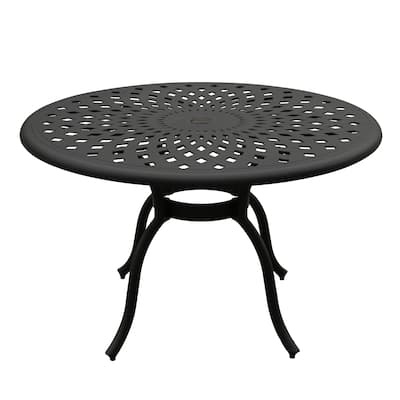 Modern Outdoor Mesh Aluminum 48-in Round Patio Dining Table - N/A