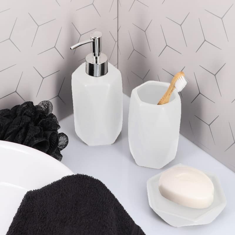 Diamond Bath Set Accessories White or Black