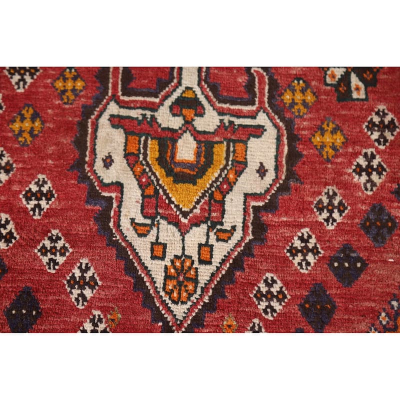 Vegetable Dye Shiraz Persian Vintage Rug Hand-knotted Wool Carpet - 4'7"x 7'5"