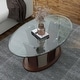 preview thumbnail 2 of 3, Pecs Contemporary Cherry 48-inch Solid Wood Oval Coffee Table with Glass Top by Furniture of America